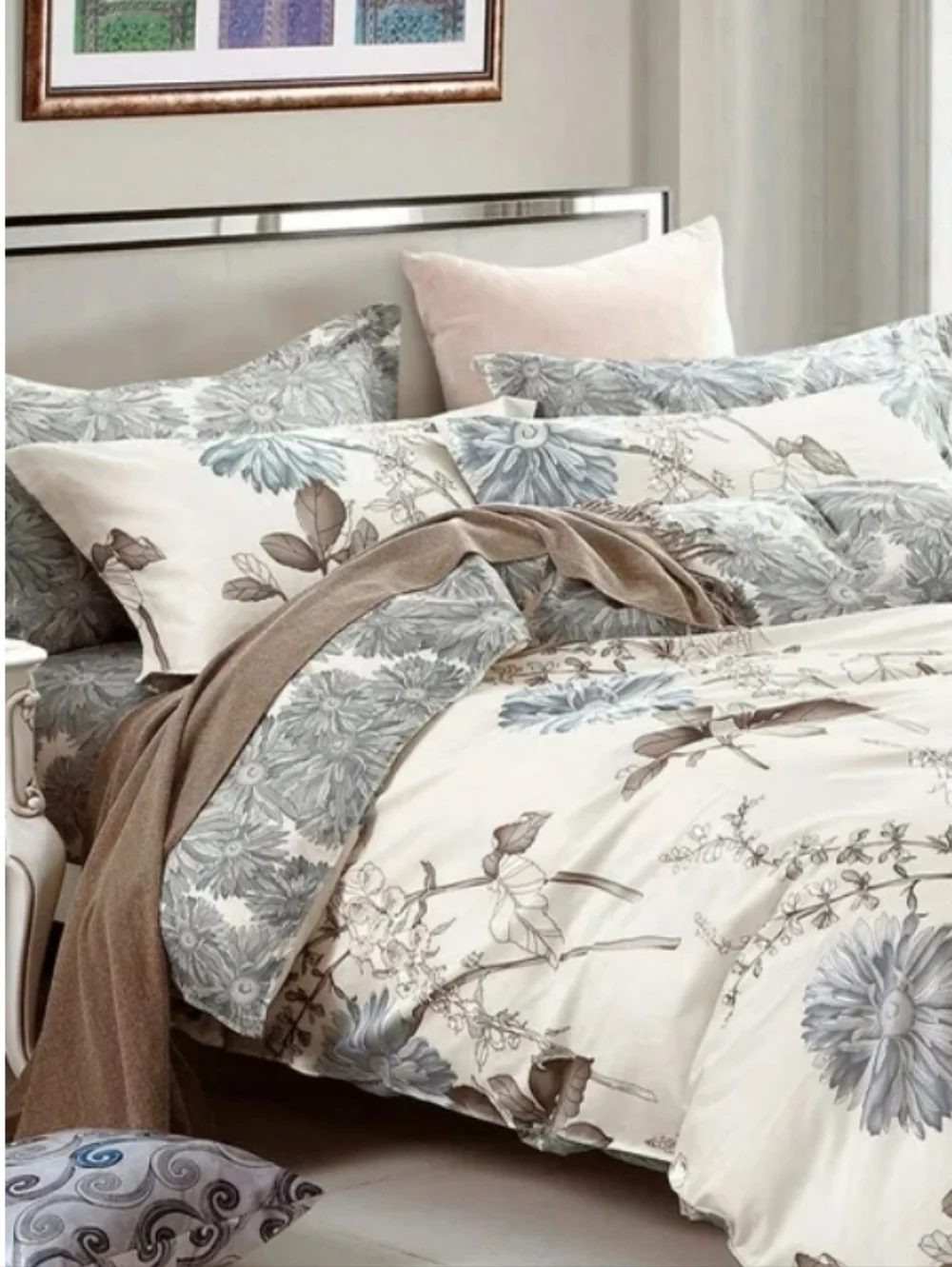Swanson Beddings Daisy Floral 100% Cotton Duvet Cover & 2 Pillow Cases Set Queen